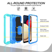Custodia protettiva antiurto a 3 strati in PC + gomma con supporto rotante, For Samsung Galaxy A02s, For Samsung Galaxy A12 5G