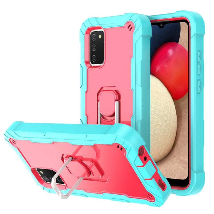 Custodia protettiva antiurto a 3 strati in PC + gomma con supporto rotante, For Samsung Galaxy A02s, For Samsung Galaxy A12 5G