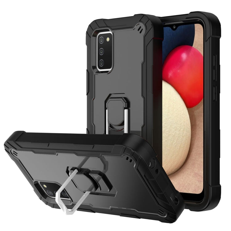 Custodia protettiva antiurto a 3 strati in PC + gomma con supporto rotante, For Samsung Galaxy A02s, For Samsung Galaxy A12 5G