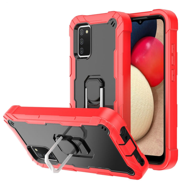Custodia protettiva antiurto a 3 strati in PC + gomma con supporto rotante, For Samsung Galaxy A02s, For Samsung Galaxy A12 5G