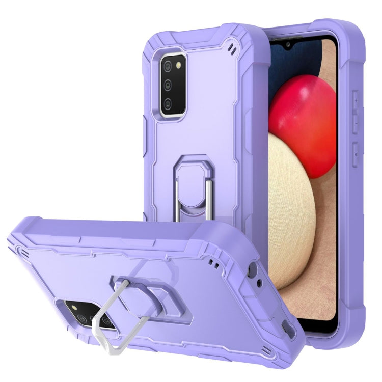 Custodia protettiva antiurto a 3 strati in PC + gomma con supporto rotante, For Samsung Galaxy A02s, For Samsung Galaxy A12 5G
