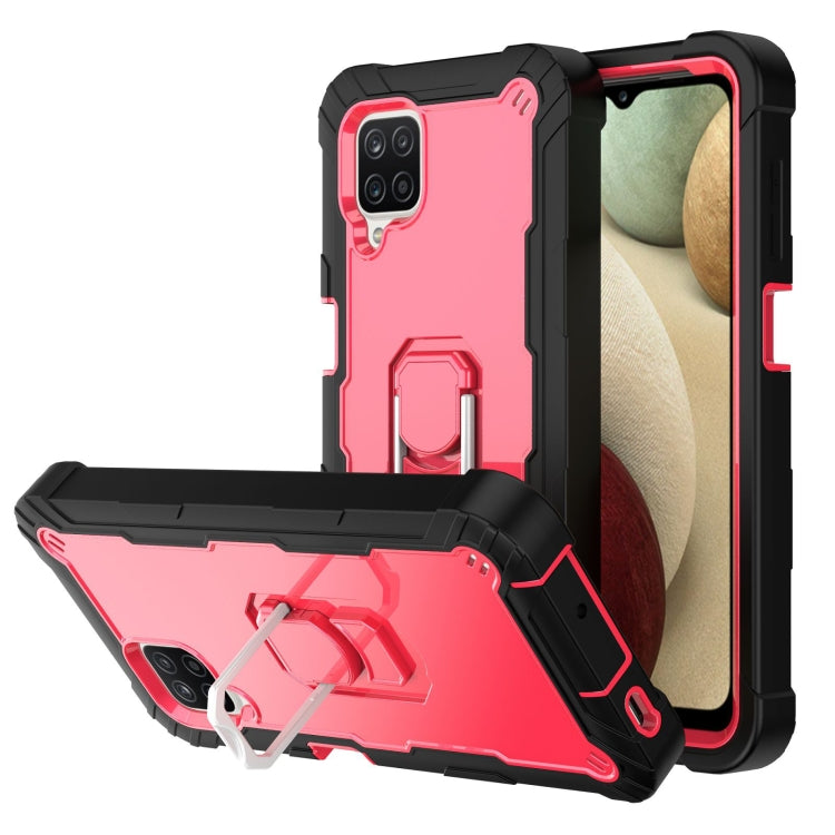 Custodia protettiva antiurto a 3 strati in PC + gomma con supporto rotante, For Samsung Galaxy A02s, For Samsung Galaxy A12 5G