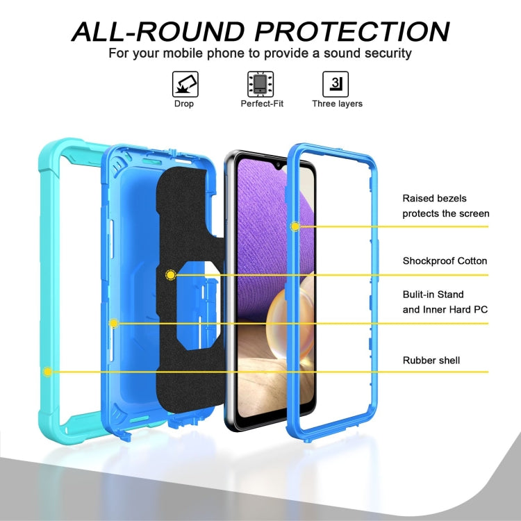 Custodia protettiva antiurto a 3 strati in PC + gomma con supporto rotante, For Samsung Galaxy A32 5G, For Samsung Galaxy A72 5G / 4G