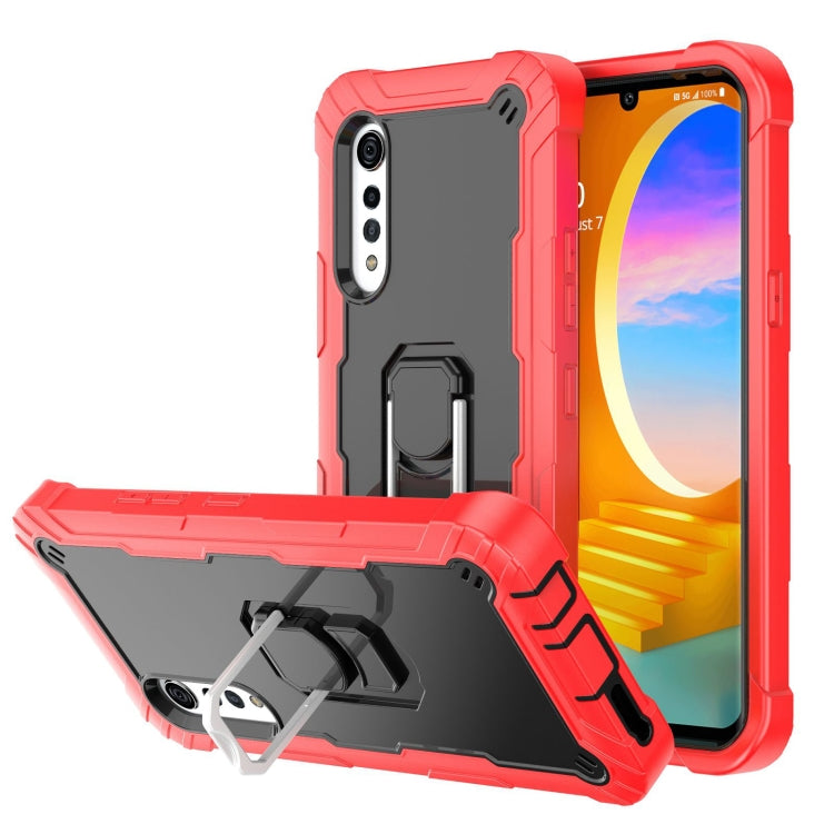 Custodia protettiva antiurto a 3 strati in PC + gomma con supporto rotante, For Samsung Galaxy S20 FE / FE 5G, For LG Velvet