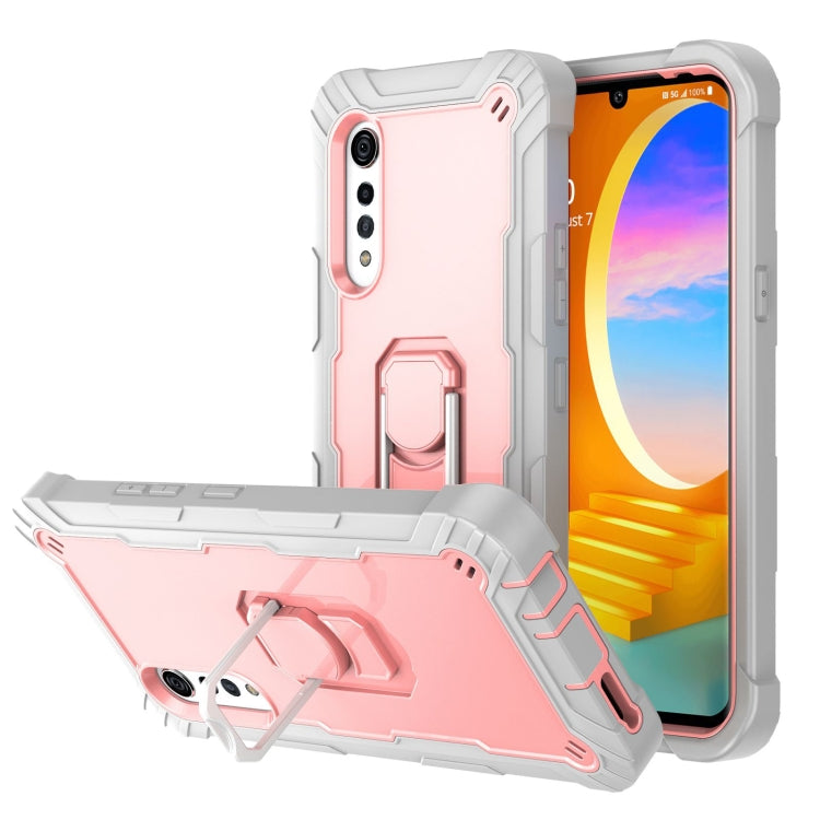 Custodia protettiva antiurto a 3 strati in PC + gomma con supporto rotante, For Samsung Galaxy S20 FE / FE 5G, For LG Velvet