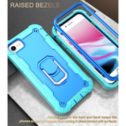 Custodia protettiva antiurto a 3 strati in PC + gomma con supporto rotante, For iPhone SE 2022 / SE 2020 / 8 / 7, For iPhone XS / X