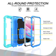 Custodia protettiva antiurto a 3 strati in PC + gomma con supporto rotante, For iPhone SE 2022 / SE 2020 / 8 / 7, For iPhone XS / X
