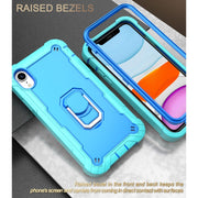 Custodia protettiva antiurto a 3 strati in PC + gomma con supporto rotante, For iPhone XR, For iPhone XS Max