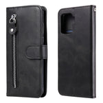 Custodia portafoglio in pelle con cerniera per smartphone compati