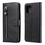 Custodia portafoglio in pelle con cerniera per smartphone compati