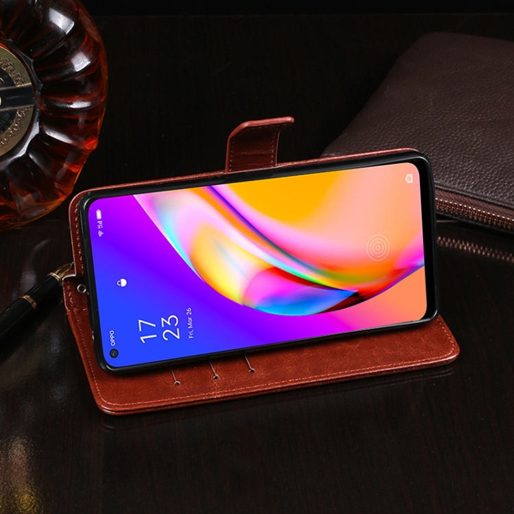 idewei Custodia in pelle a vibrazione orizzontale Crazy Horse Texture con supporto e slot per carte e portafoglio, For OPPO A94 5G, For OPPO A95 5G, For OPPO Realme 8 5G