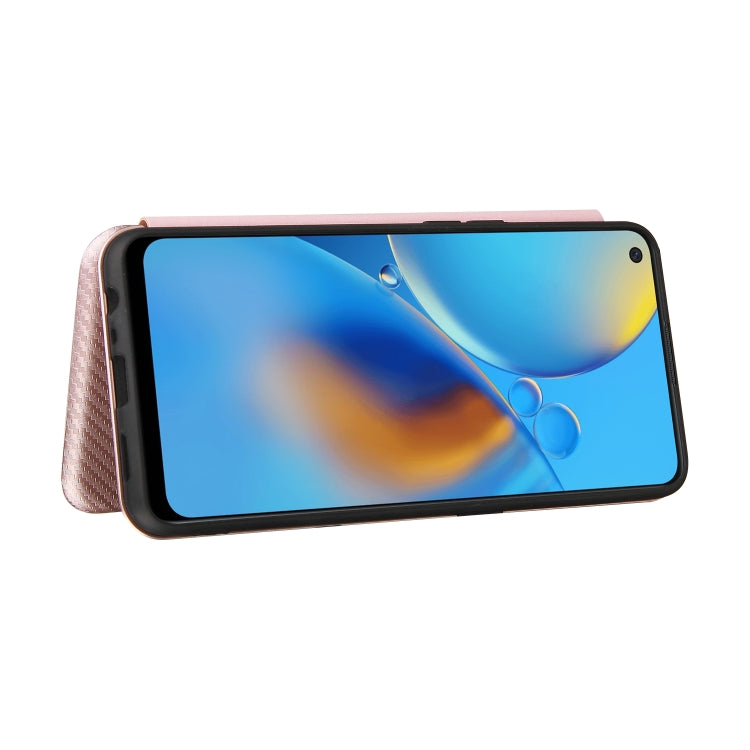 Struttura in fibra di carbonio Flip orizzontale magnetico Custodia in pelle TPU + PC + PU con slot per schede, For OPPO F19 / A74 4G, For Blackview A70 (2021)