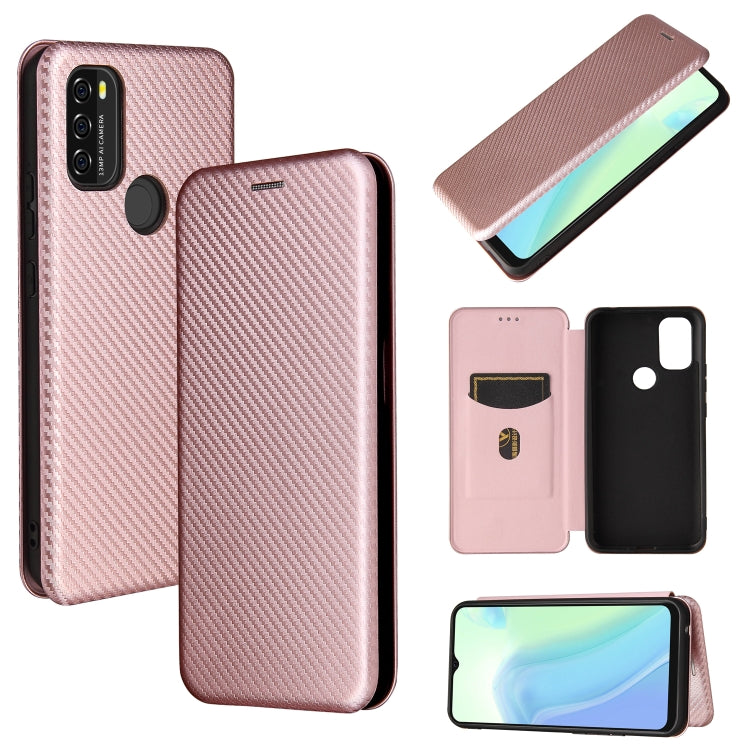 Struttura in fibra di carbonio Flip orizzontale magnetico Custodia in pelle TPU + PC + PU con slot per schede, For OPPO F19 / A74 4G, For Blackview A70 (2021)