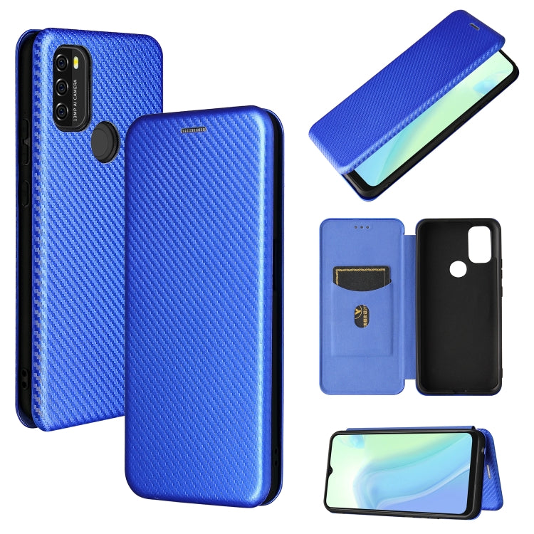Struttura in fibra di carbonio Flip orizzontale magnetico Custodia in pelle TPU + PC + PU con slot per schede, For OPPO F19 / A74 4G, For Blackview A70 (2021)