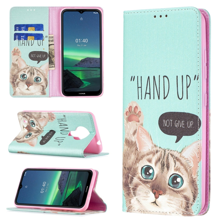 Modello di disegno colorato Custodia in pelle PU con vibrazione orizzontale magnetica invisibile con supporto e slot per schede e portafoglio, For Nokia 1.4, For Samsung Galaxy S21 FE
