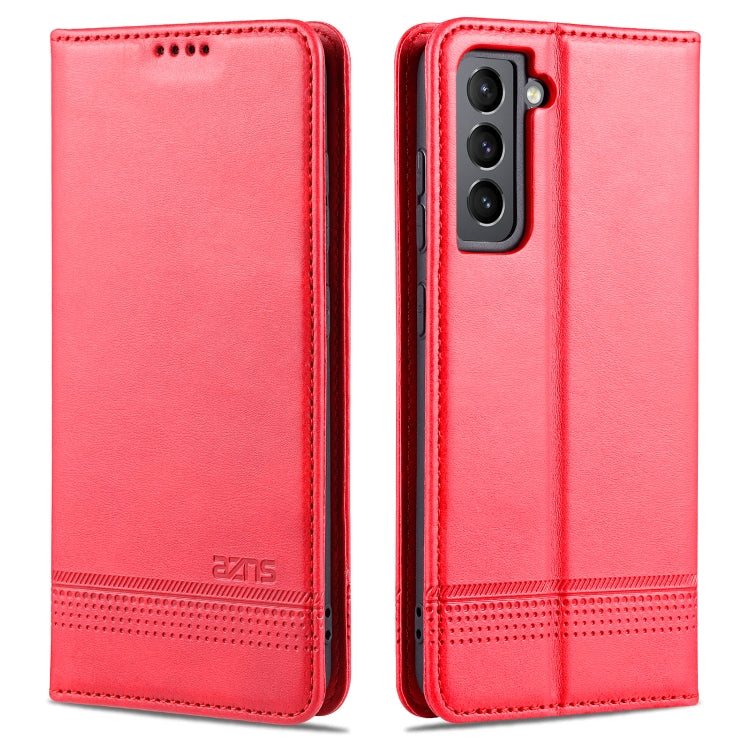 AZNS Custodia in pelle a vibrazione orizzontale con struttura in vitello magnetico con slot per carte, supporto e portafoglio, For Samsung Galaxy S21 FE
