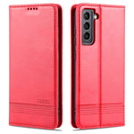 AZNS Custodia in pelle a vibrazione orizzontale con struttura in vitello magnetico con slot per carte, supporto e portafoglio, For Samsung Galaxy S21 FE