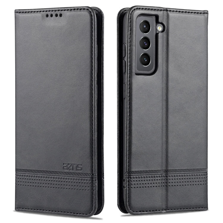 AZNS Custodia in pelle a vibrazione orizzontale con struttura in vitello magnetico con slot per carte, supporto e portafoglio, For Samsung Galaxy S21 FE