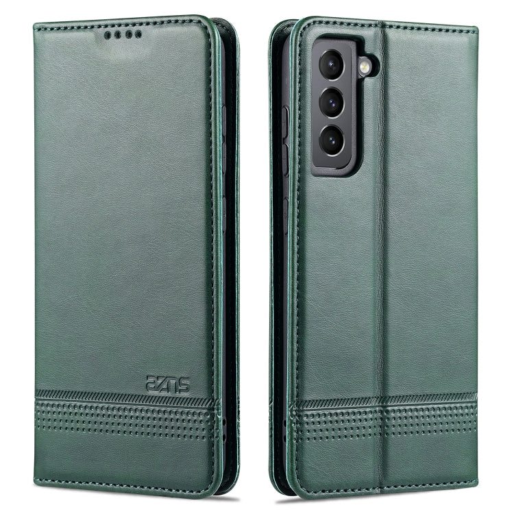 AZNS Custodia in pelle a vibrazione orizzontale con struttura in vitello magnetico con slot per carte, supporto e portafoglio, For Samsung Galaxy S21 FE