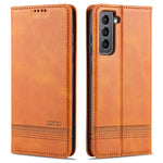 AZNS Custodia in pelle a vibrazione orizzontale con struttura in vitello magnetico con slot per carte, supporto e portafoglio, For Samsung Galaxy S21 FE