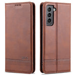 AZNS Custodia in pelle a vibrazione orizzontale con struttura in vitello magnetico con slot per carte, supporto e portafoglio, For Samsung Galaxy S21 FE