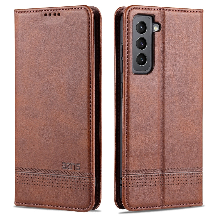 AZNS Custodia in pelle a vibrazione orizzontale con struttura in vitello magnetico con slot per carte, supporto e portafoglio, For Samsung Galaxy S21 FE