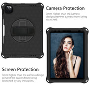 Custodia protettiva per PC in silicone antiurto a nido d'ape con rotazione a 360 gradi con supporto, tracolla e cinturino, For iPad Pro 11 (2021) / (2020) / (2018)