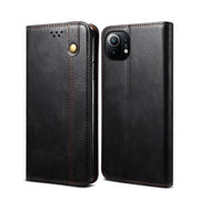 Semplice custodia in pelle a vibrazione orizzontale con trama di cavallo pazzo cerato con slot per schede e portafoglio, For Xiaomi Mi 11, For Xiaomi Mi 11 Lite, For Xiaomi Mi 11 Pro, For Xiaomi Mi 11 Ultra