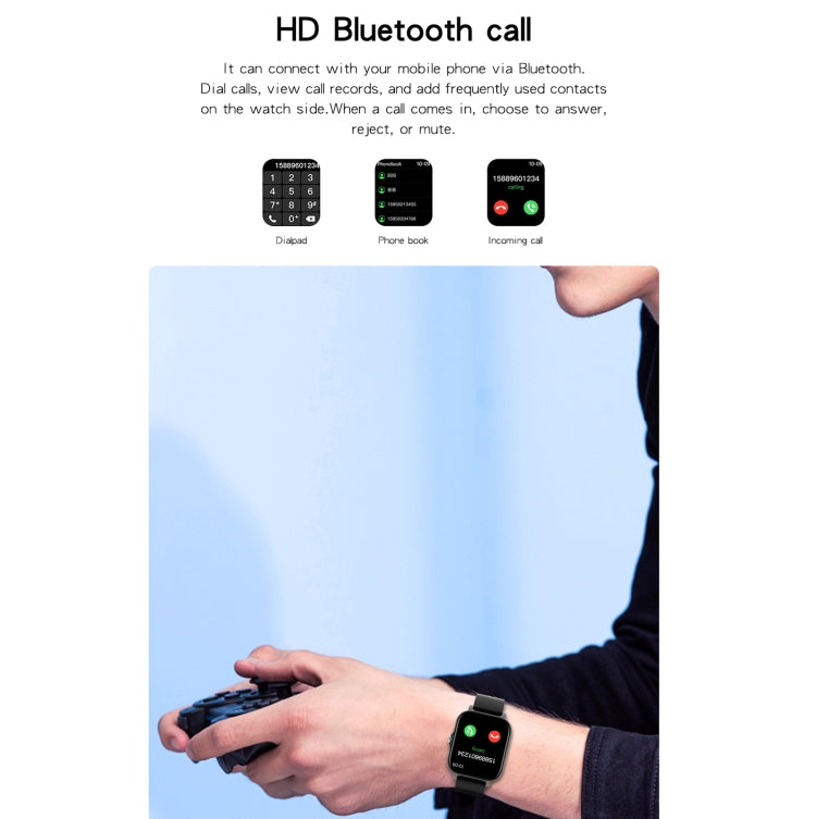 GT20 Schermo TFT da 1,69 pollici IP67 Orologio intelligente impermeabile, Supporto controllo musica / Chiamata Bluetooth / Monitoraggio frequenza cardiaca / Monitoraggio pressione sanguigna, Silicone Strap, Steel Strap