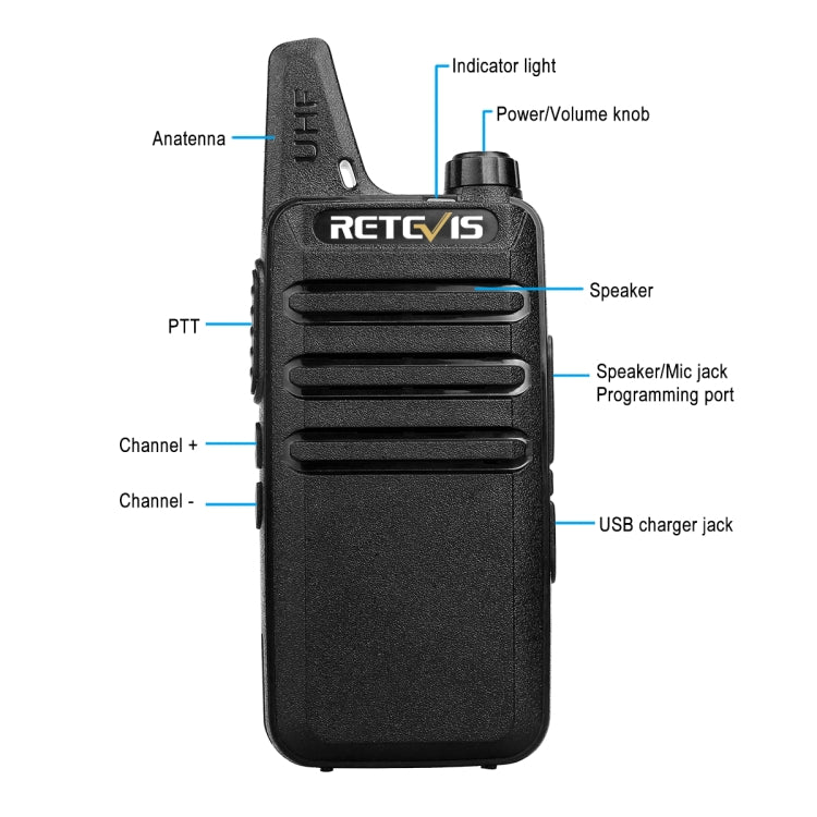 Radio bidirezionale portatile RETEVIS RT622 400-480 MHz 16 canali