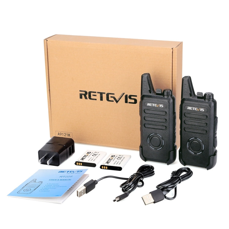1 paio RETEVIS RT22S Frequenza USA 22CHS FRS Radio bidirezionale senza licenza Walkie Talkie portatile, spina USA, RT22S
