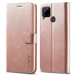 LC.IMEEKE Custodia in pelle a vibrazione orizzontale con struttura in vitello, con supporto, slot per schede e portafoglio, For OPPO F19 / A74 4G, For OPPO Realme C15 / C12 / C25