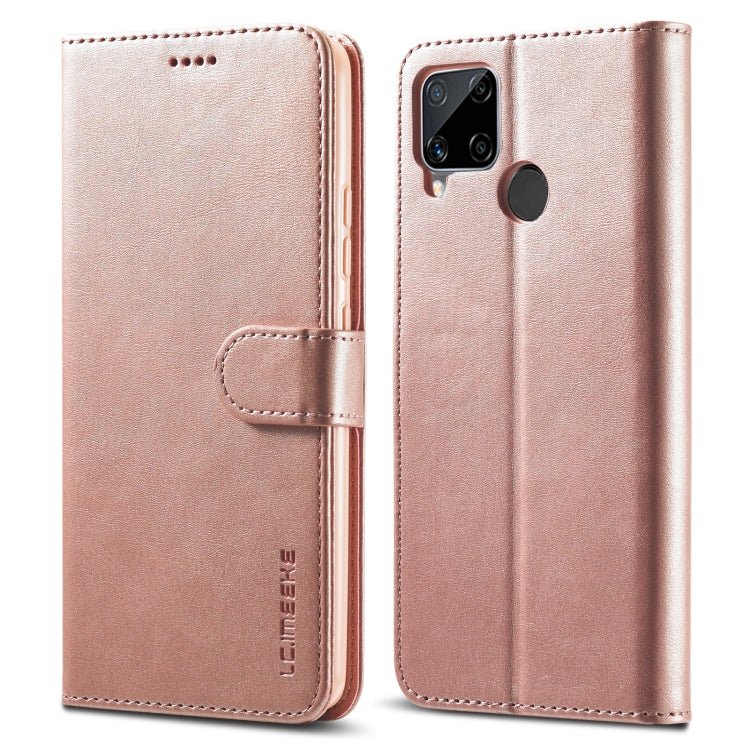 LC.IMEEKE Custodia in pelle a vibrazione orizzontale con struttura in vitello, con supporto, slot per schede e portafoglio, For OPPO F19 / A74 4G, For OPPO Realme C15 / C12 / C25