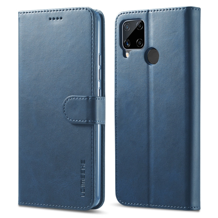 LC.IMEEKE Custodia in pelle a vibrazione orizzontale con struttura in vitello, con supporto, slot per schede e portafoglio, For OPPO F19 / A74 4G, For OPPO Realme C15 / C12 / C25