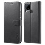 LC.IMEEKE Custodia in pelle a vibrazione orizzontale con struttura in vitello, con supporto, slot per schede e portafoglio, For OPPO F19 / A74 4G, For OPPO Realme C15 / C12 / C25