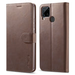 LC.IMEEKE Custodia in pelle a vibrazione orizzontale con struttura in vitello, con supporto, slot per schede e portafoglio, For OPPO F19 / A74 4G, For OPPO Realme C15 / C12 / C25