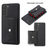 Custodia portafoglio magnetica in tessuto intrecciato per Samsung
