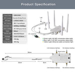 VONETS VBG1200 Stazione base WIFI ripetitore router wireless dual band 300Mbps+900Mbps con 4 antenne