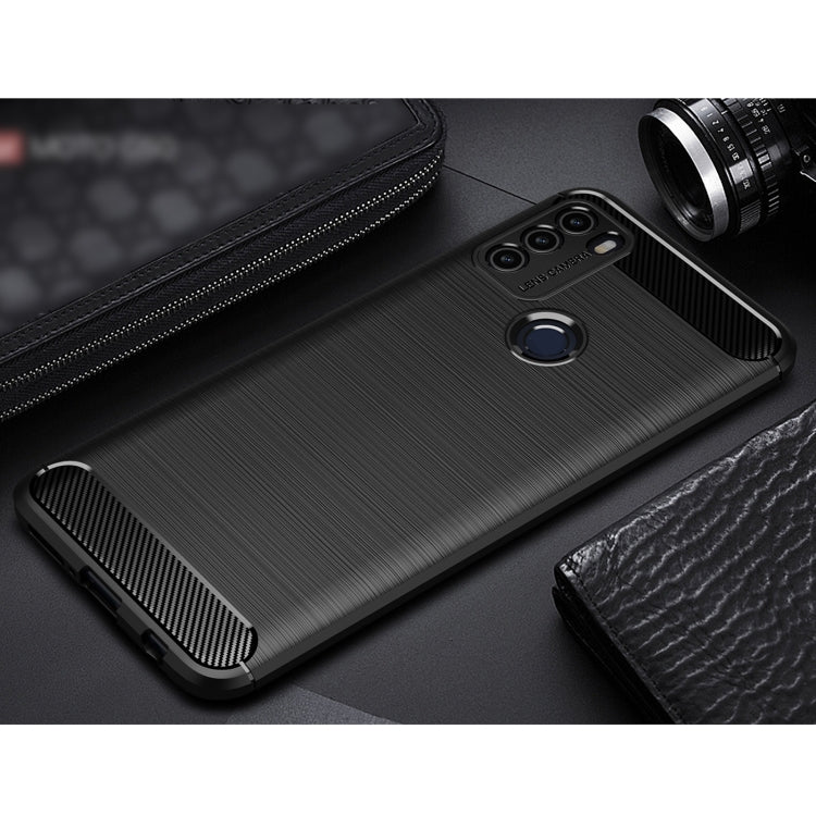 Custodia in TPU in fibra di carbonio con trama spazzolata, For Motorola Moto G50, For Motorola Moto G60