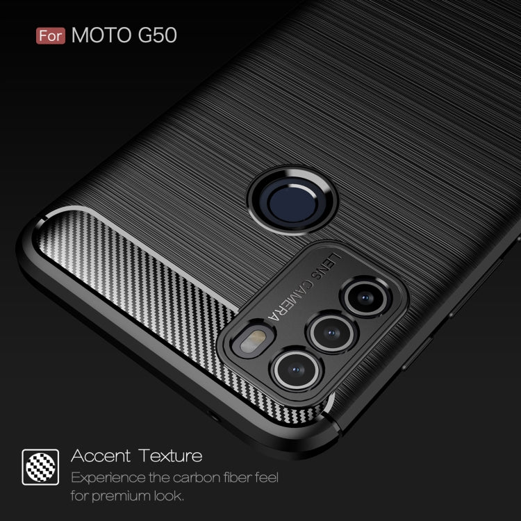 Custodia in TPU in fibra di carbonio con trama spazzolata, For Motorola Moto G50, For Motorola Moto G60