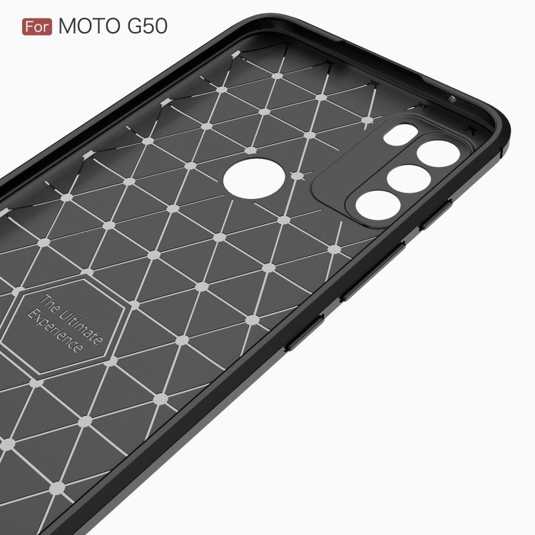 Custodia in TPU in fibra di carbonio con trama spazzolata, For Motorola Moto G50, For Motorola Moto G60