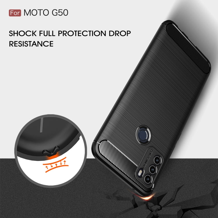 Custodia in TPU in fibra di carbonio con trama spazzolata, For Motorola Moto G50, For Motorola Moto G60