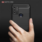 Custodia in TPU in fibra di carbonio con trama spazzolata, For Motorola Moto G50, For Motorola Moto G60