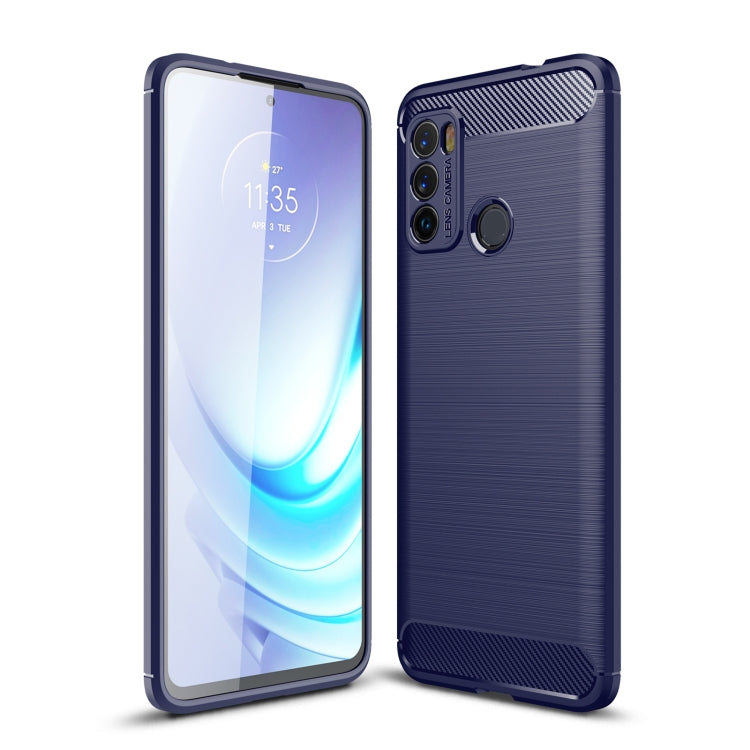 Custodia in TPU in fibra di carbonio con trama spazzolata, For Motorola Moto G50, For Motorola Moto G60