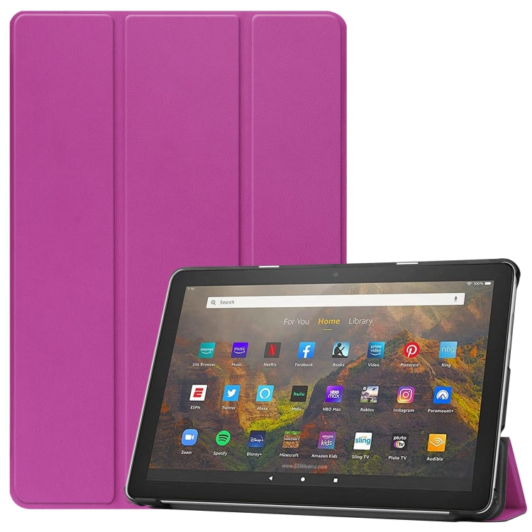 Custer Texture custodia orizzontale in pelle a libro con supporto a tre pieghe e funzione Sleep/Wake-up, For Amazon Fire HD 10 (2021)