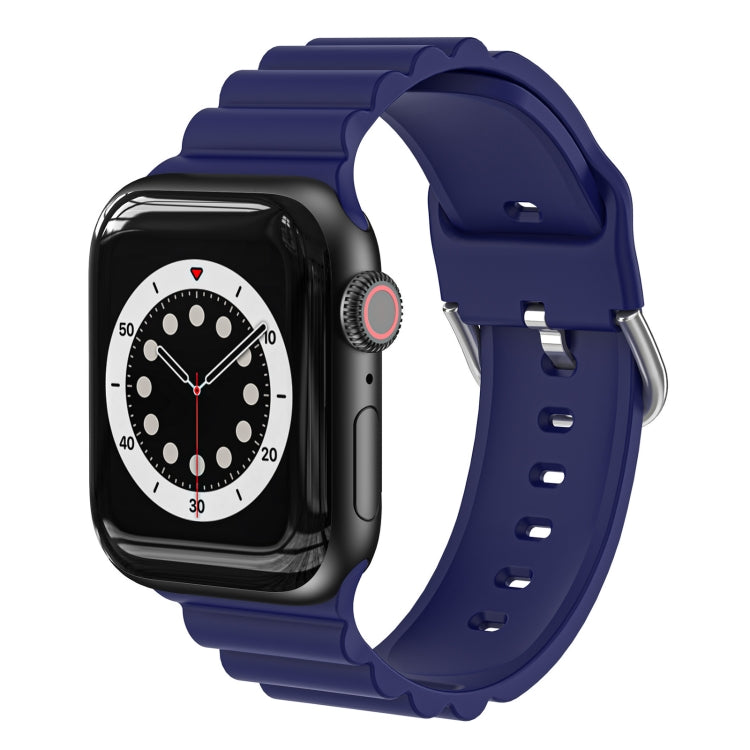 Cinturino per orologio in silicone stile Business B, For Apple Watch Series 7 45mm / 6 & SE & 5 & 4 44mm / 3 & 2 & 1 42mm, For Apple Watch Series 7 41mm / 6 & SE & 5 & 4 40mm / 3 & 2 & 1 38mm                                                             ...