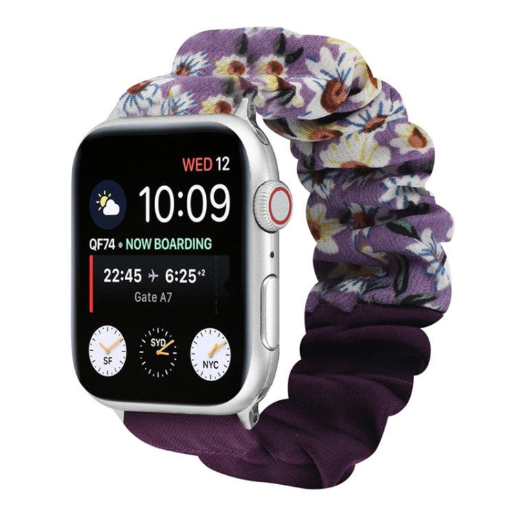 Cinturino per orologio in tessuto con anello per capelli con motivo a farfalla, For Apple Watch Ultra 49mm / Series 8&7 45mm / SE 2&6&SE&5&4 44mm / 3&2&1 42mm