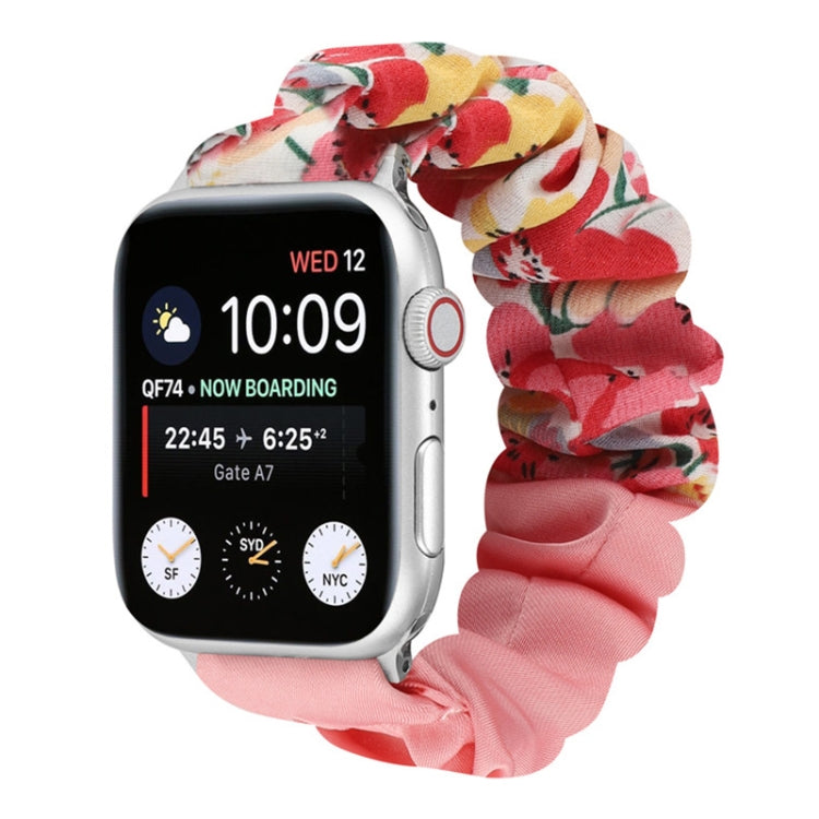 Cinturino per orologio in tessuto con anello per capelli con motivo a farfalla, For Apple Watch Ultra 49mm / Series 8&7 45mm / SE 2&6&SE&5&4 44mm / 3&2&1 42mm