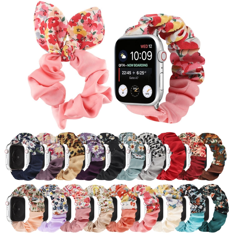 Cinturino per orologio in tessuto con anello per capelli con motivo a farfalla, For Apple Watch Ultra 49mm / Series 8&7 45mm / SE 2&6&SE&5&4 44mm / 3&2&1 42mm