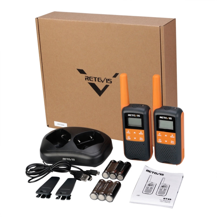 1 Pair RETEVIS RT49 462.5500-467.7125 MHz 22CHS FRS License-Free Portable Walkie Talkie, US Plug, RT49